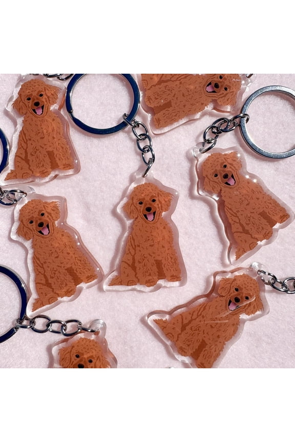 Red Mini Poodle Keychain, Toy Poodle Keychain, Acrylic Keychain, Dog Keychain, Original Artwork Keychain (1 keychain)