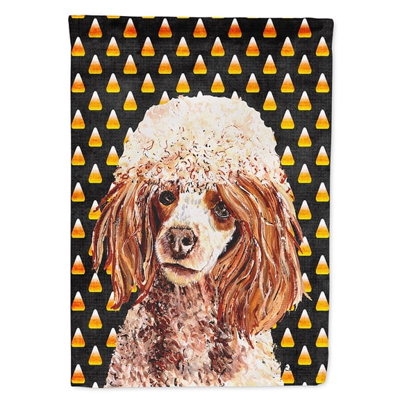 Red Miniature Poodle Candy Corn Halloween Garden Flag