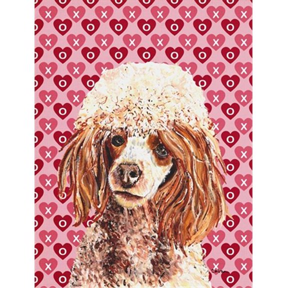 Red Miniature Poodle Hearts And Love Flag Canvas House Size