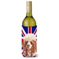 thumbnail image 1 of Red Miniature Poodle with English Union Jack British Flag Wine Bottle Hugger, 1 of 1