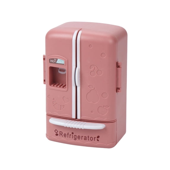 Red Miniature Refrigerator Toy For Doll House - Simulation Kitchen Appliance With Food Items For Imaginative Role Play