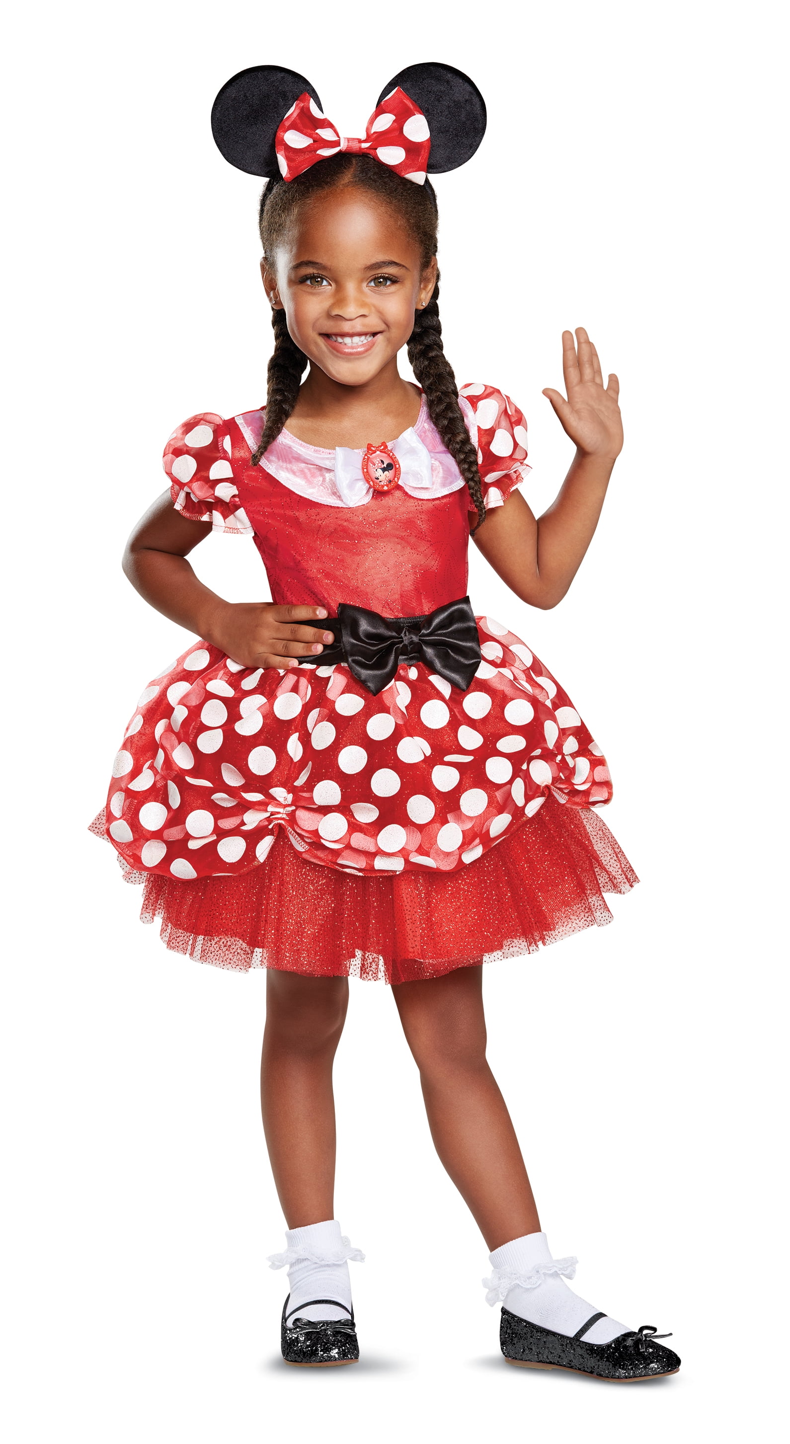 Disguise Disney - Disfraz de Minnie Mouse para niña, rojo, M/(3T-4T)