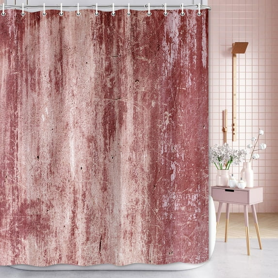 Red Modern Bathroom Decor,Pink Fabric Shower Curtains for Bathroom,Shower Curtains for Bathroom Aesthetic Brush Oil Painting Fabric Decor Bath Curtain,Retro Shower Curtain Set with Hooks 70X70in