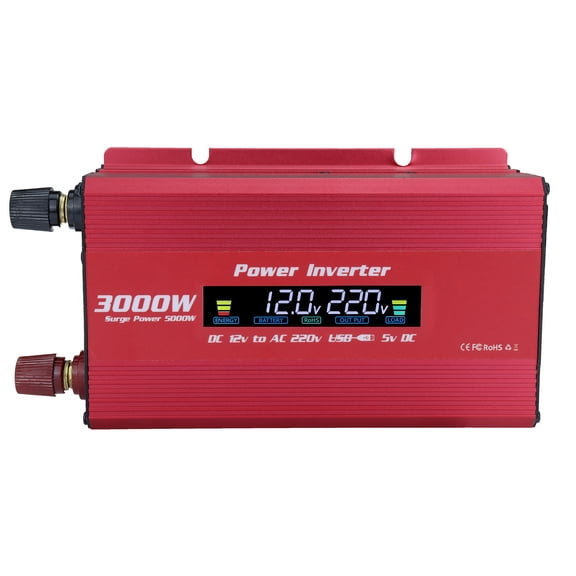 Red-Modified USB Car Adapter Inverter, Sine Wave, Car Charging Accessories, Truck Watches, DC 12V to AC 5000V, 110W, 5000W
