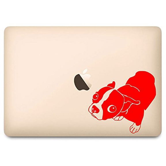 Red Molly the Boston Terrier Decal for 12" Macbook