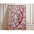 thumbnail image 1 of Red Monkey Floral Wall Art Print, Unframed Paper Poster 8x10in, 1 of 4