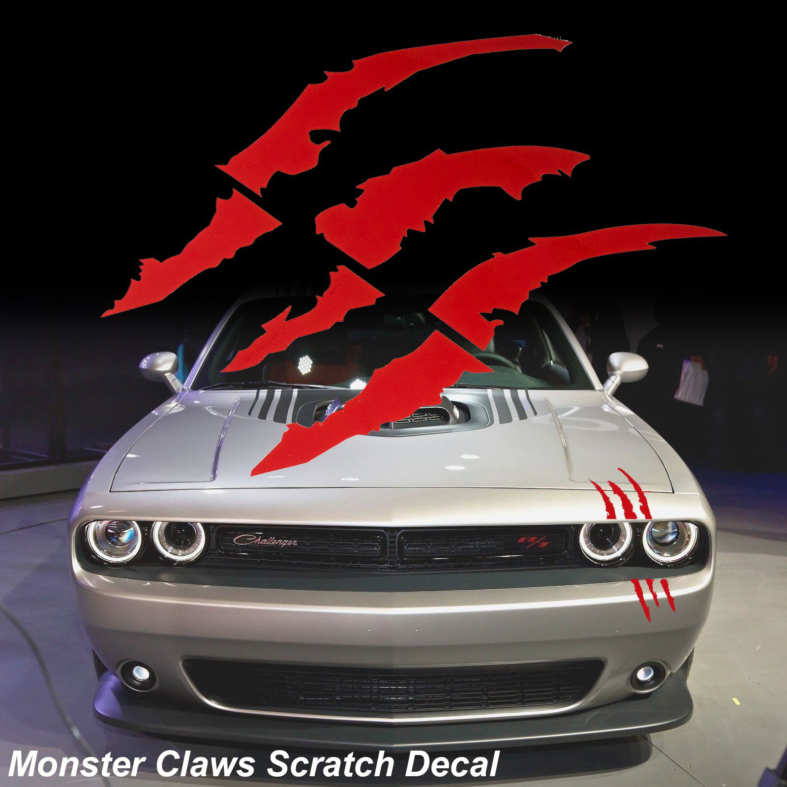 Red Monster Claws Scratch Headlight Decal Die-Cut Vinyl Sticker for  Halloween[Blood Red]
