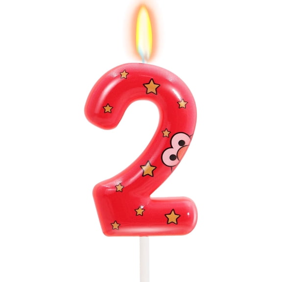Red Monster Theme Birthday Candle,Cookies Cake Topper for Girl Boy Cartoon Birthday Party Cake Decorations Supplies(Number 2)