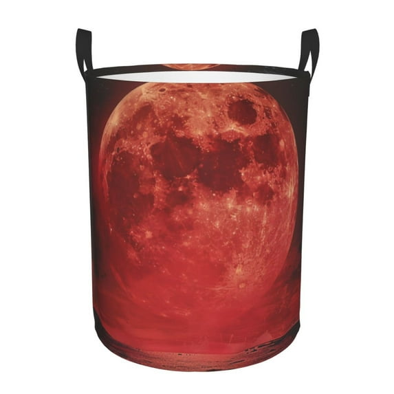 Red Moon Laundry Hamper Small Storage Basket/Toy Organizer/Dirty Clothes Bucket