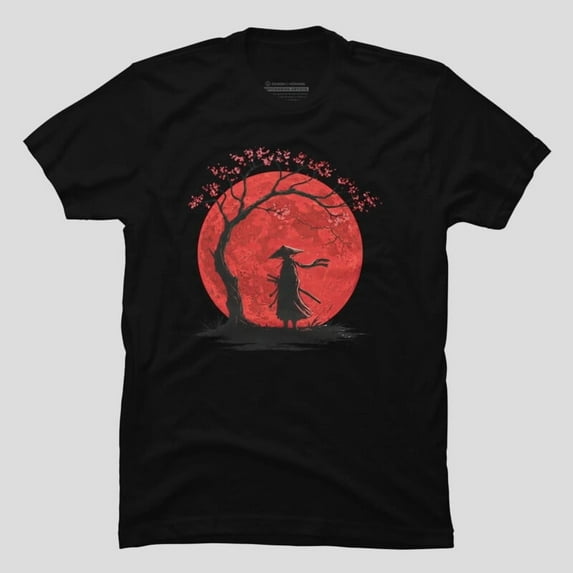 Red Moon Samurai Japanese Warrior Bushido Retro H38836 T-Shirt, for Men and Women, Up to Size 5XL