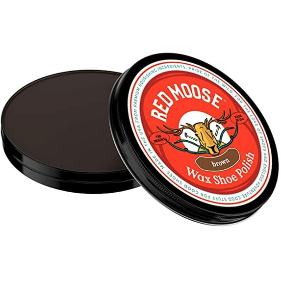 Red Moose Boots and Shoe Wax Leather Polish for Lasting Mirror-Like Shine, 18 Oz Brown