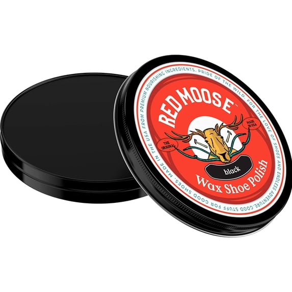 Red Moose Boots and Shoe Wax Leather Polish for Lasting Mirror-Like Shine, 3 Oz Black