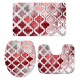 thumbnail image 1 of Red Morocco Bath Mat 3 Piece Bathroom Rug Set, Rustic Country Smear Street Mottled Art Non Slip Bath Rug Contour Mat and Toilet Lid Cover, Absorbent Shower Mats Soft Bath Rugs and Mats Sets, 1 of 8