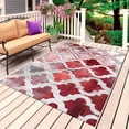 thumbnail image 1 of Red Morocco Outdoor Rug for Patio/Deck/Porch, Non-Slip Large Area Rug 6 x 9 Ft, Rustic Country Smear Street Mottled Art Indoor Outdoor Rugs Washable Area Rugs, Reversible Camping Rug Carpet Runner, 1 of 8