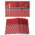 thumbnail image 1 of Red Morocco Placemats Set of 4, Ocean Nautical Anchor Stripe Geometric Placemats for Dining Table, Place Mats for Kitchen Tabletop, Waterproof Wipeable Dining Table Mats Set, 1 of 9