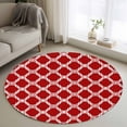 thumbnail image 1 of Red Morocco Round Area Rug 3.3Ft Washable Circle Rugs for Dining Room Table, Geometric Moroccan National Abstract Art Non-Slip Carpet Floor Mats Indoor Outdoor Carpet Runner Aesthetic Home Decor, 1 of 8