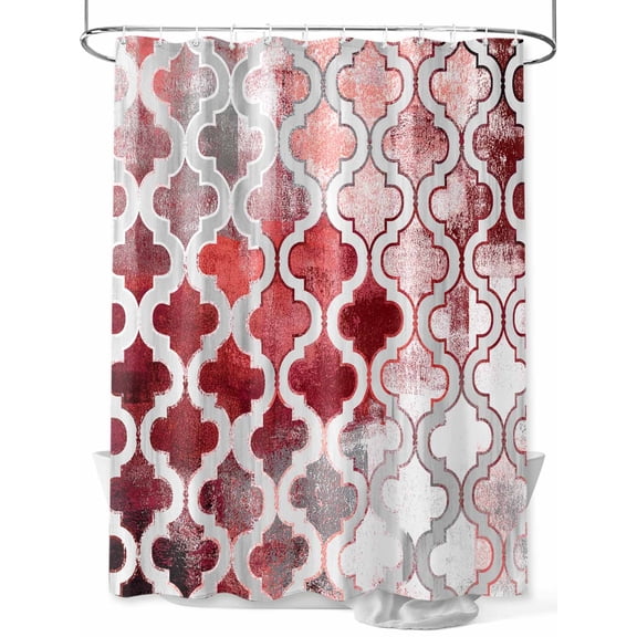 Red Morocco Shower Curtain Set ，Waterproof Fabric Shower Curtains Abstract Retro Shower Curtains for Bathroom,Bathroom Decor 72"x72"