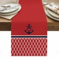thumbnail image 1 of Red Morocco Table Runner - 90 Inch Long, Kitchen Dining Table Runner Dresser Scarves, Ocean Nautical Anchor Stripe Geometric Farmhouse Decor for Coffee Tables Wedding Party Banquet, 1 of 8