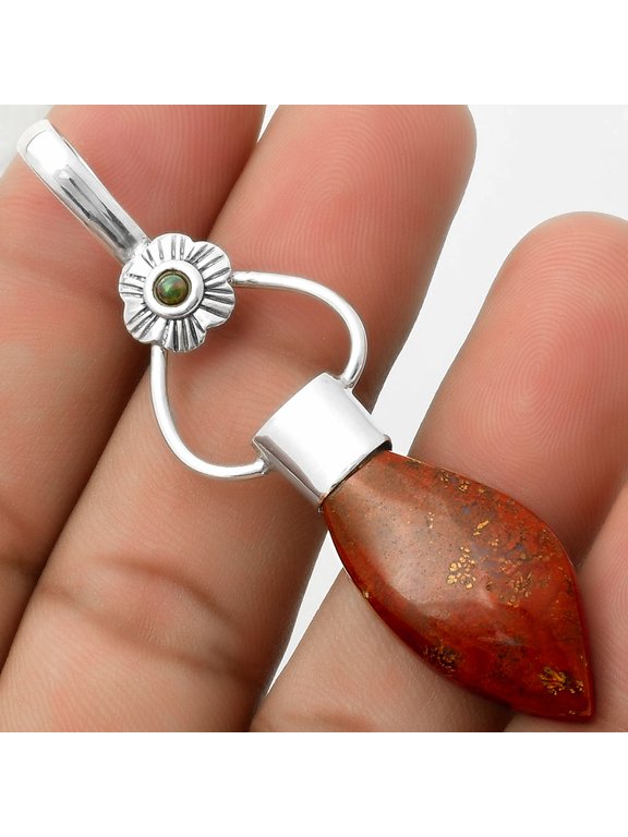 Red Moss Agate & Black Ethiopian Opal 925 Sterling Silver Pendant Jewelry P-1583 SDP117140