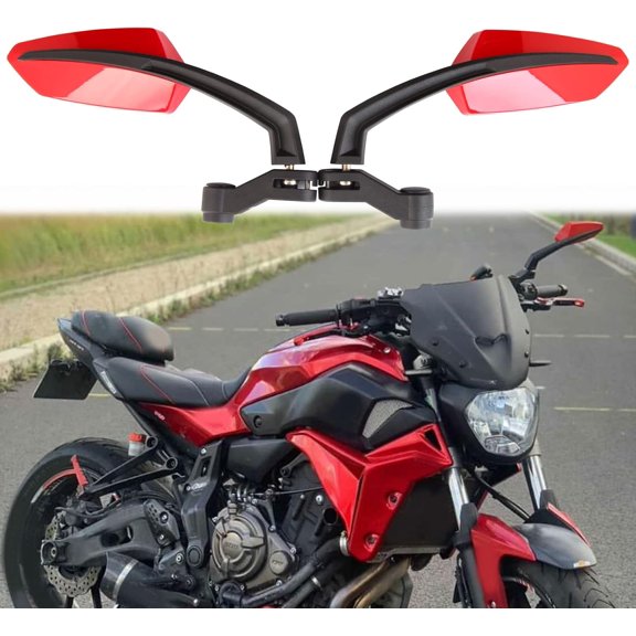 Red Motorcycle Rear View Side Mirrors 8mm 10mm Compatible with Honda Cafe Racer Yamha Suzuki_Premium Gift