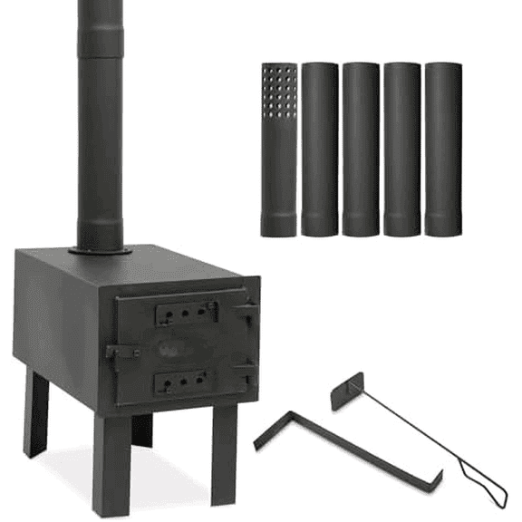 Red Mountain Valley Hot Tent Stove, Outdoor Camping Wood Stoves, Portable Hot Wood Burning stove with Chimney Pipes and 2 Dual Rakes, Wood stove for Outside Tent, Hunting and Camping