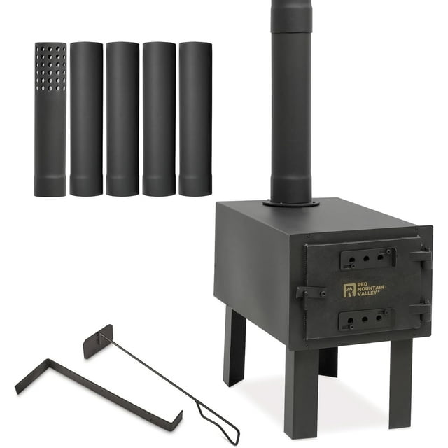 Red Mountain Valley Outdoor Portable Wood Burning Stove with 5Section
