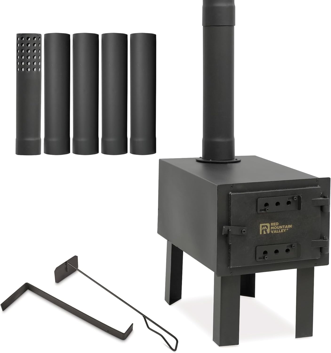 Red Mountain Valley Outdoor Portable Wood Burning Stove with 5Section