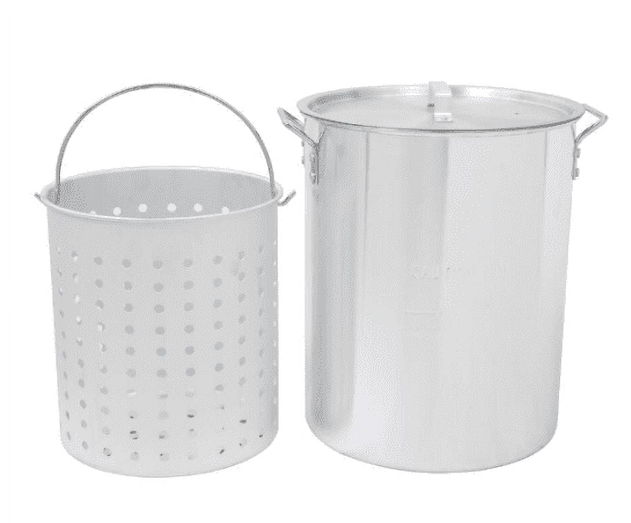 Red Mountain Valley 30 qt Aluminum Stock Pot with Strainer Basket & Lid - For Seafood Boils, Frying, Soups - Satin Finish