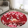 thumbnail image 1 of Red Mountains Round Rug 4ft Washable Circle Entryway Rugs Non Slip Modern Aesthetic Cherry Blossoms Cranes Area Rug Indoor Floor Carpet for Bedroom Kitchen Living Room Home Office Dining Room Nursery, 1 of 8