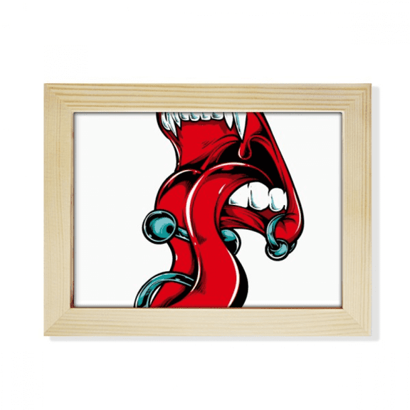 Red Mouth Tongue Stud Canine Teeth Desktop Photo Frame Picture Art Decoration Painting 6x8 inch