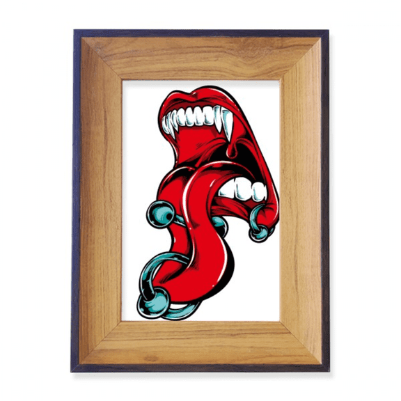 Red Mouth Tongue Stud Canine Teeth Photo Frame Exhibition Display Art Desktop Painting