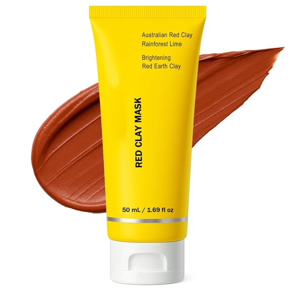 Red Mud Facial Mask for Oily Skin, 50ml Jar with Natural Lime Extracts, Deep Cleansing & Purifying, 1 Count