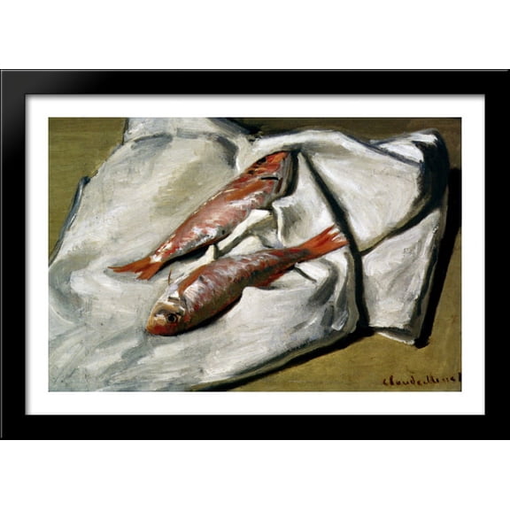 Red Mullets 40x28 Large Black Wood Framed Print Art by Claude Monet
