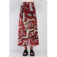 thumbnail image 1 of Red & Multi Vintage Graphic Print High-waisted Two Front Slits Maxi Skirt, 1 of 5
