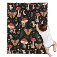 thumbnail image 1 of Red Mushroom Butterfly Black Pattern Blanket,Comfortable Soft Flannel Throw Blanket,All Season,Warm Lightweight Blankets for Sofa Bed Couch Living Room Chair,30"x40", 1 of 4