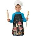 thumbnail image 1 of Red Mushroom Butterfly Black Pattern Kids Aprons for Girls and Boys,Adjustable Neck Strap Toddler Aprons for Kids Cooking Baking, 1 of 6