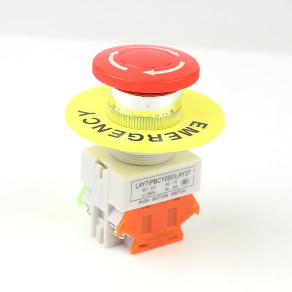 Red Mushroom Cap 1NO 1NC  Emergency Stop Push Button Switch AC 660V 10A Switch Equipment Lift Elevator Latching Self Lock