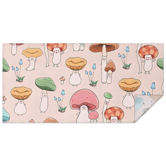 Red Mushroom Cartoon Light Pattern Rectangle Tablecloth 60"x120",Waterproof Polyester Rectangle Table Cloth, Wipeable Spillproof Polyester Tablecloth for Dining, Camping, Indoor and Outdoor