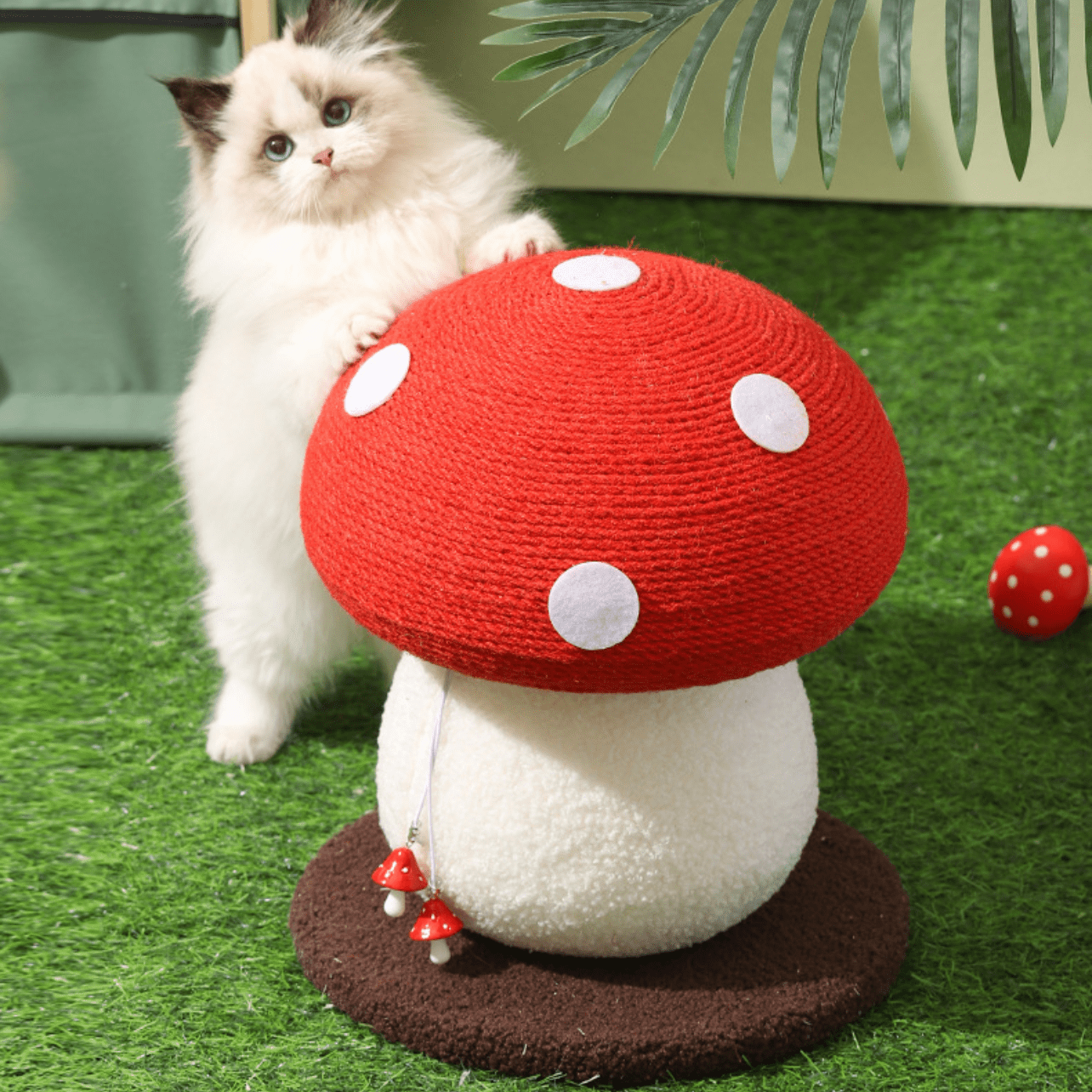 Red Mushroom Cat Tree Scracher Home Room Decor