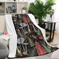 thumbnail image 1 of Red Mushroom Fern Black Pattern Blanket,Comfortable Soft Flannel Throw Blanket,All Season,Warm Lightweight Blankets for Sofa Bed Couch Living Room Chair,40"x50", 1 of 4