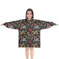 thumbnail image 1 of Red Mushroom Fern Black Pattern Blanket Hoodies for Kids 6-13YR Oversize Wearable Blanket Hoodies for Boys Girls Teens, 1 of 7
