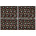 thumbnail image 1 of Red Mushroom Fern Black Pattern Summer Placemats Table Placemats Set Of 4-Linen Kitchen Washable Placemats Table Mats 11.8"x17.7" Non-Slip Heat Resistant, 1 of 6
