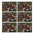 thumbnail image 1 of Red Mushroom Fern Black Pattern Summer Placemats Table Placemats Set Of 6-Linen Kitchen Washable Placemats Table Mats 11.8"x17.7" Non-Slip Heat Resistant, 1 of 5