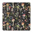 thumbnail image 1 of Red Mushroom Flower Black Pattern Square Fitted Tablecloth with Elastic Edge,Square Table Cover,Washable Elastic Table Cover for Home Kitchen Party Decor 34"x34", 1 of 6