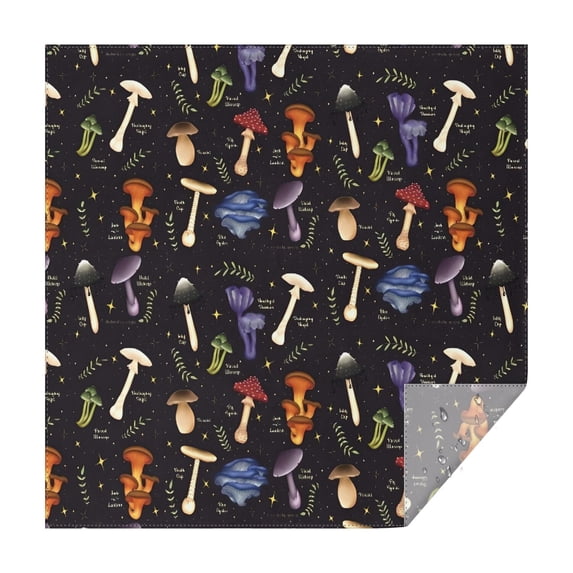 Red Mushroom Flower Black Pattern Square Tablecloth,Waterproof Square Table Cover,Wipeable Spillproof Washable Table Cover for Home Kitchen Party Decor 42"X42"(107x107cm)