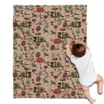 thumbnail image 1 of Red Mushroom Flower Brown Pattern Blanket,Comfortable Soft Flannel Throw Blanket,All Season,Warm Lightweight Blankets for Sofa Bed Couch Living Room Chair,30"x40", 1 of 4