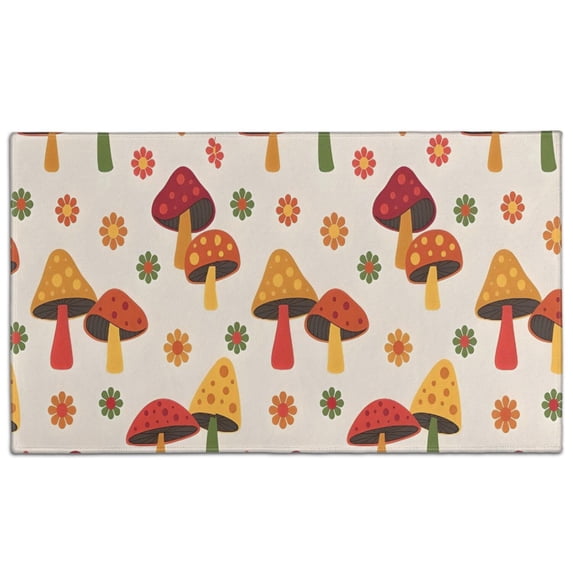 Red Mushroom Flower Light Pattern Door Rugs,Washable Non Slip Door Mats Indoor,Decorative Door Mats,Entry Mat Indoor for Entrance,Bedroom,Kitchen,Bathroom,17"x30"