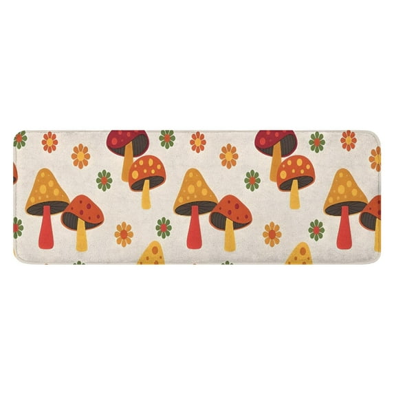 Red Mushroom Flower Light Pattern Kitchen Rug Mat,Kitchen Runner Rugs Non Skid Washable,Decorative Kitchen Floor Mats for Kitchen,Sink,Laundry,17"x47.2"