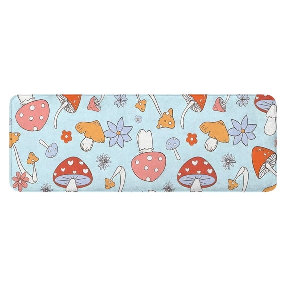 Red Mushroom Flower Light Pattern Kitchen Rug Mat,Kitchen Runner Rugs Non Skid Washable,Decorative Kitchen Floor Mats for Kitchen,Sink,Laundry,17"x47.2"