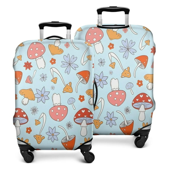 Red Mushroom Flower Light Pattern Luggage Cover Fashion Suitcase Cover Baggage Covers Fit 25-28 Inch Luggage (Go Travel)
